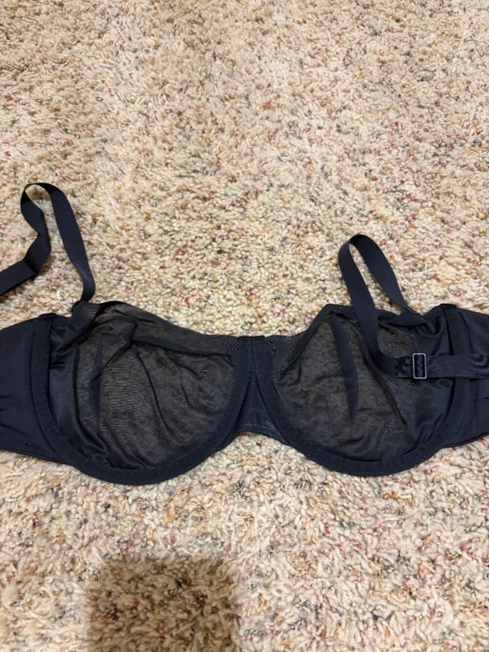 Skims Unlined Mesh Underwire Black Bra - Picture 7 of 10